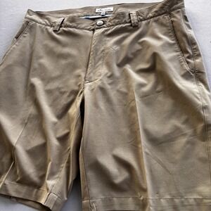 Peter Millar Shorts Mens 34 Khaki Wicking Golf Performance Stretch Casual